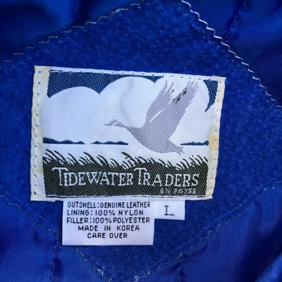 VTG 90s TIDEWATER TRADERS Jacket Women's LARGE Leather Suede Blue Retro Coat​​​ - Picture 7 of 14